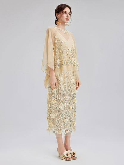 Embellished Floral Sequin Chiffon Blouse