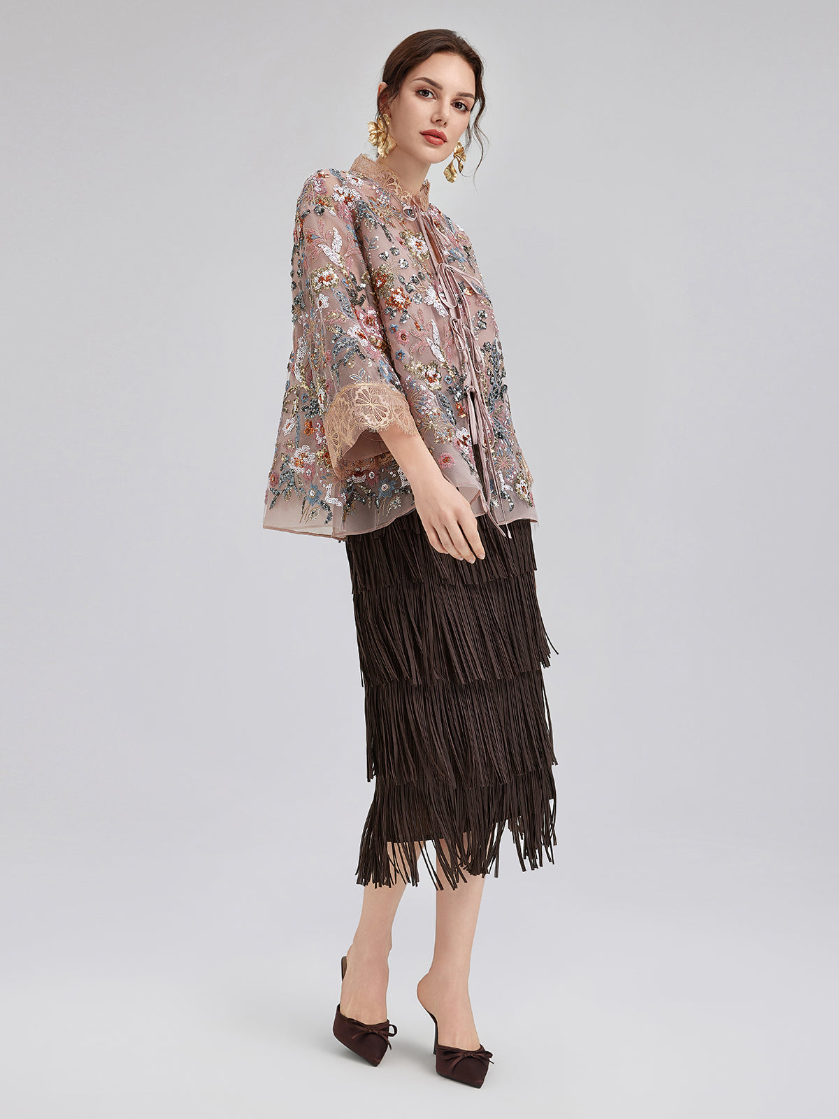Multicolor Sequin Embroidered Blouse