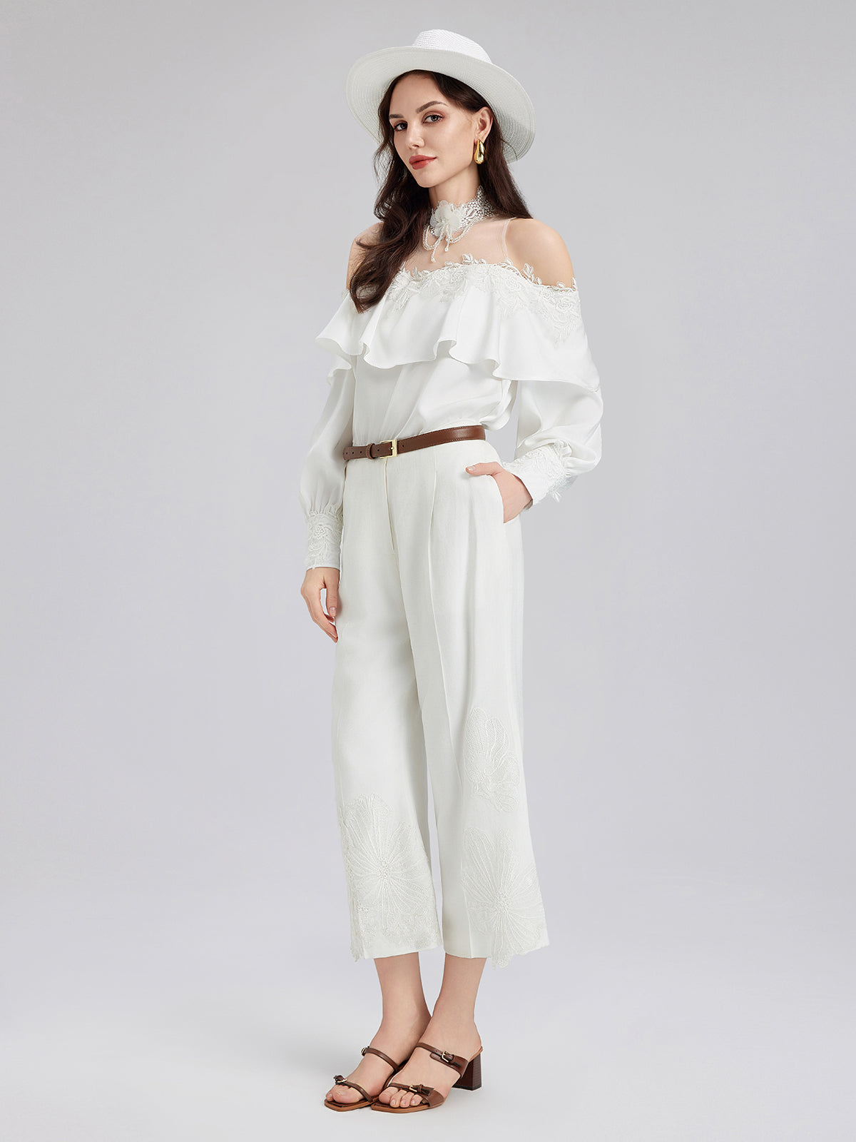 Luxe Elegant Embroidered Long Pants