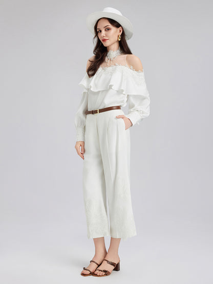 Luxe Elegant Embroidered Long Pants
