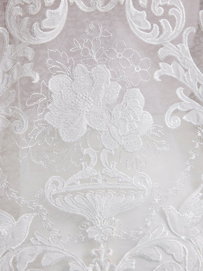 Baroque Lace Embroidered High-Neck Blouse
