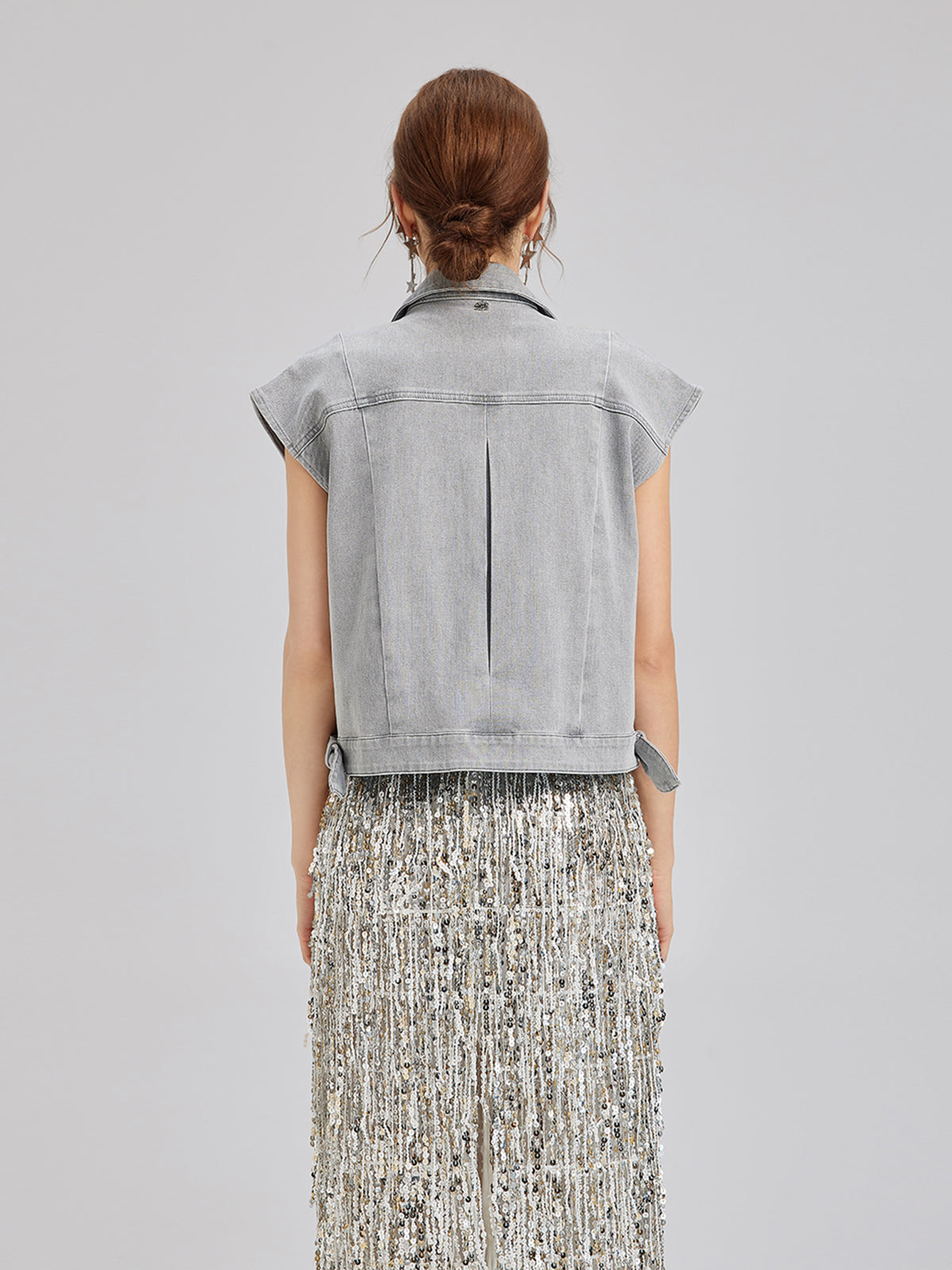 Hand-Beaded Soft Denim Vest