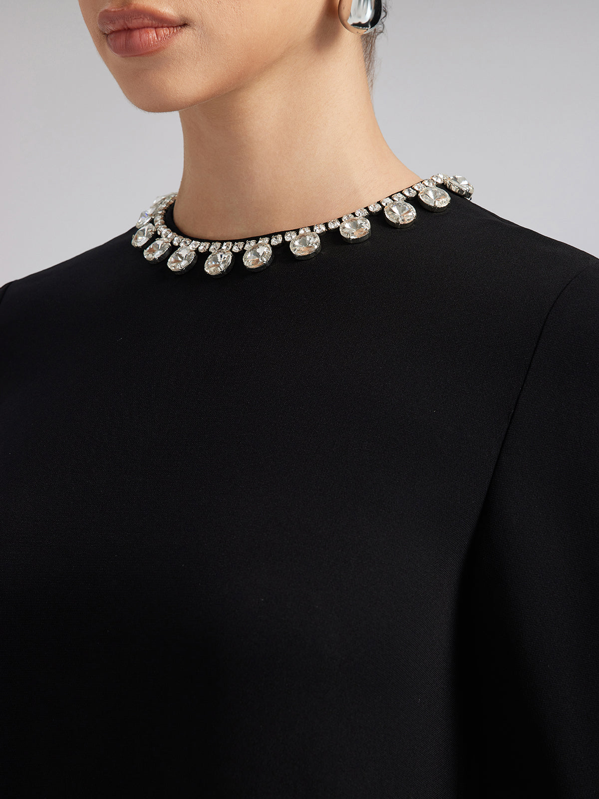 Luxurious Black Feather-Trimmed Dress