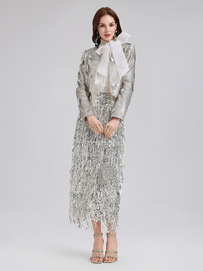 Embellished Sequined Short Coat
