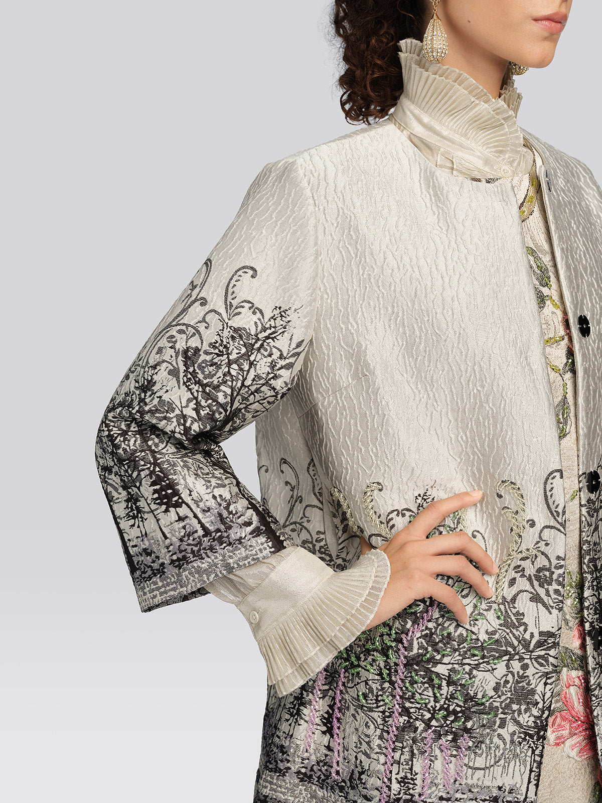 Textured Jacquard Beaded Jacket