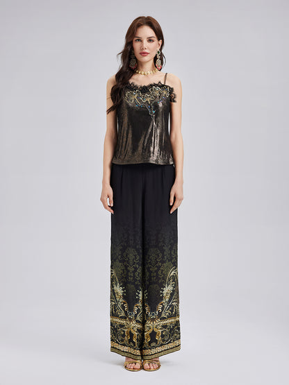 Metallic Knit Lace Beaded Camisole