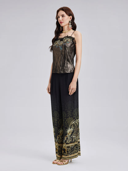 Metallic Knit Lace Beaded Camisole