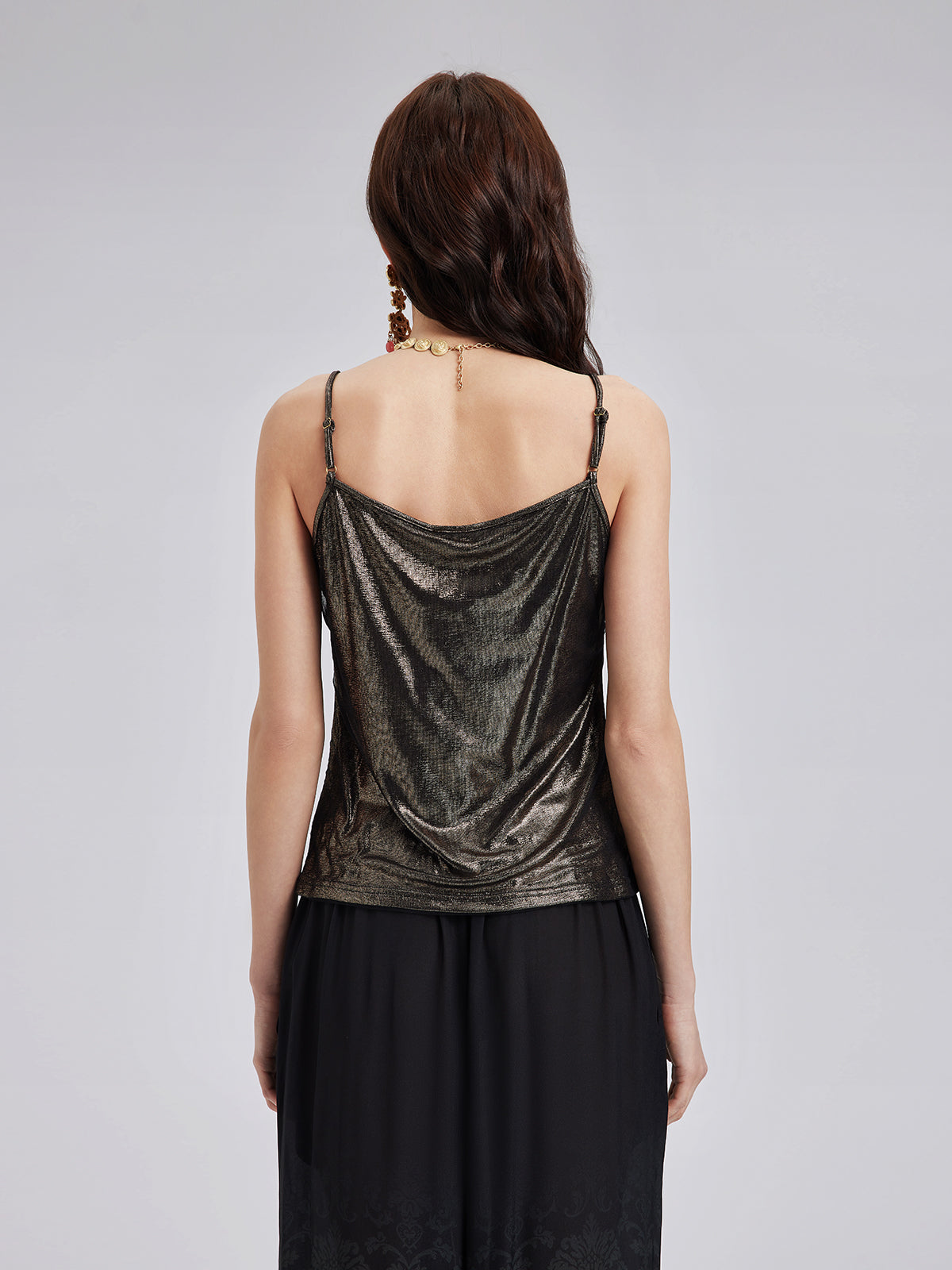 Metallic Knit Lace Beaded Camisole