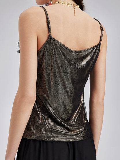 Metallic Knit Lace Beaded Camisole
