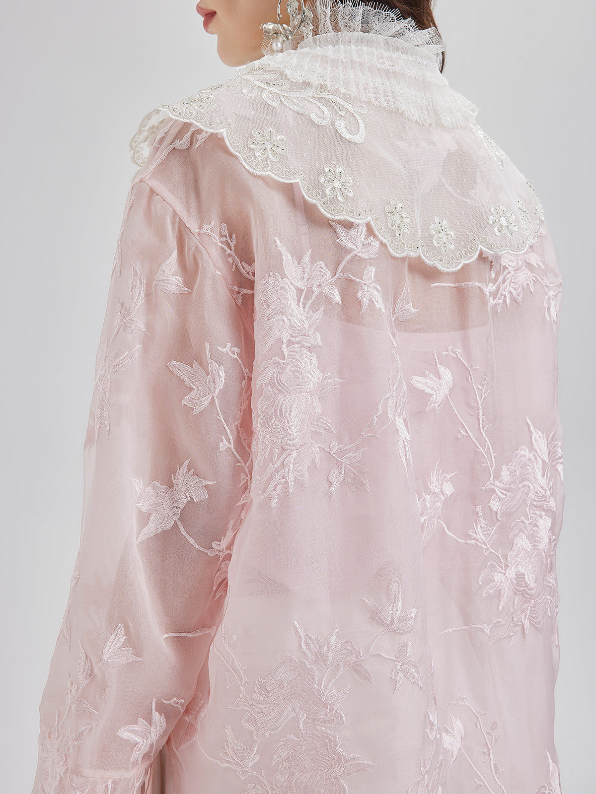 Embroidered Organza Sheer Blouse