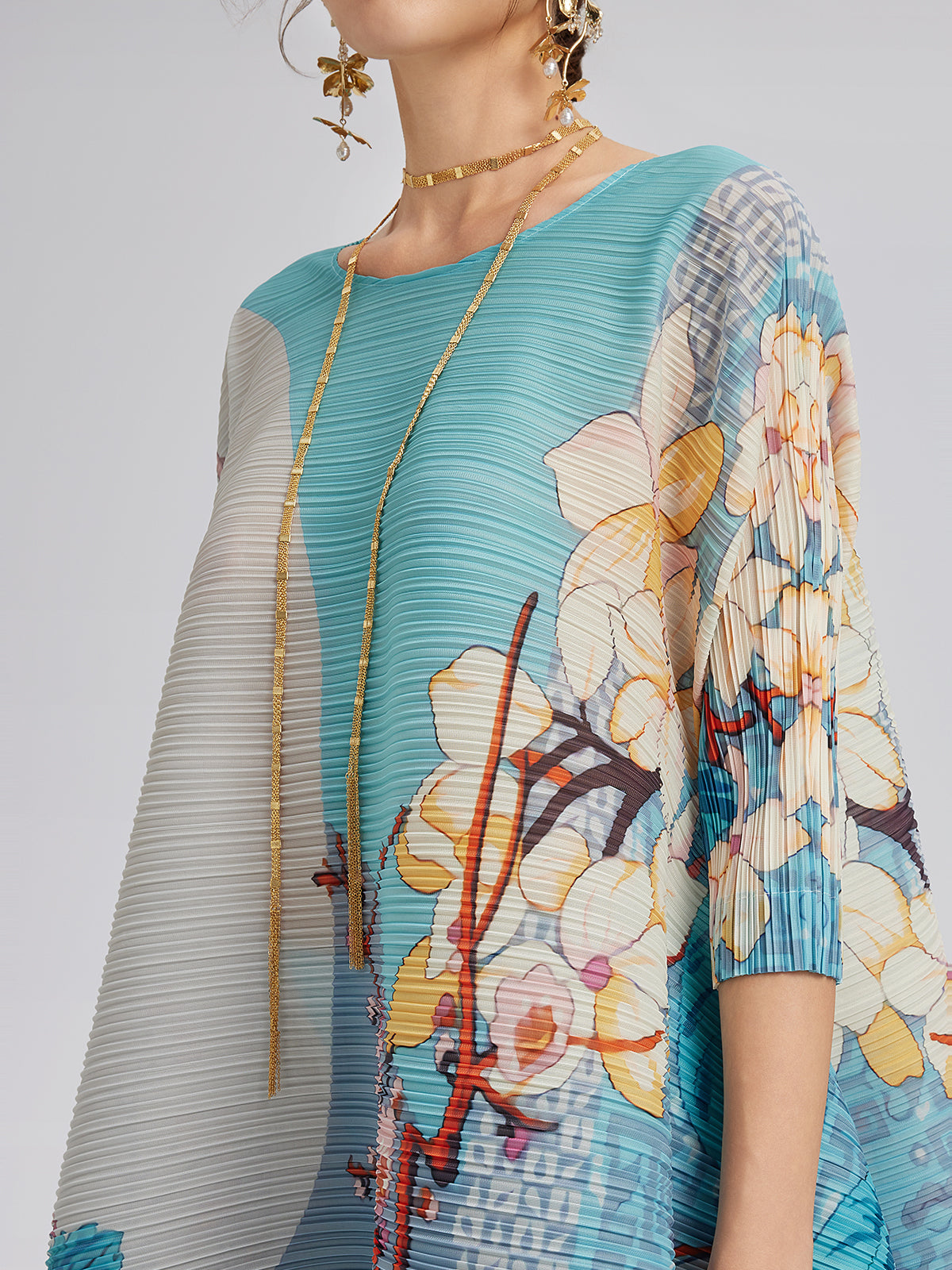 Artistic Print Pleated Set