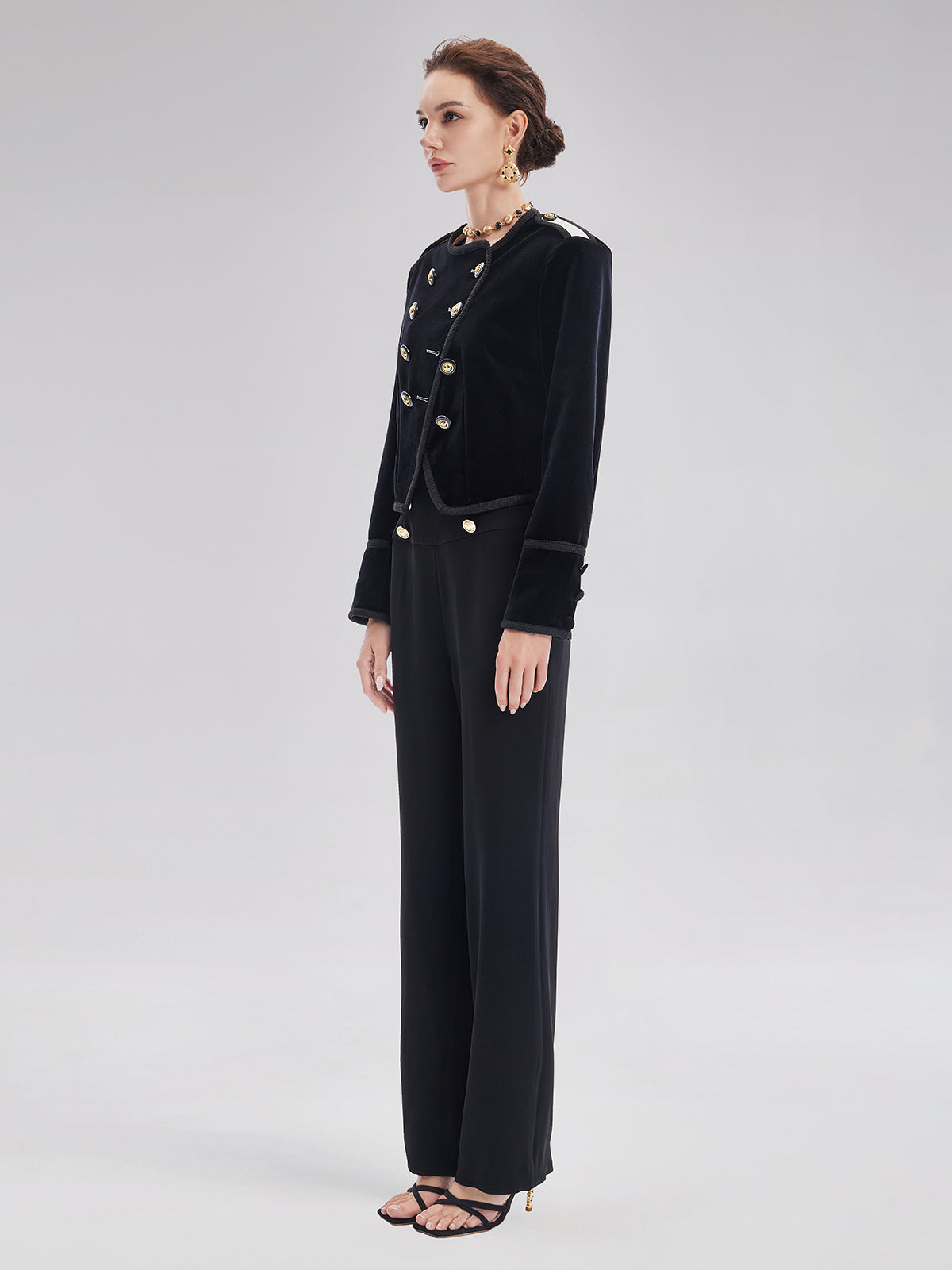 Retro Double-Breasted Straight Pants