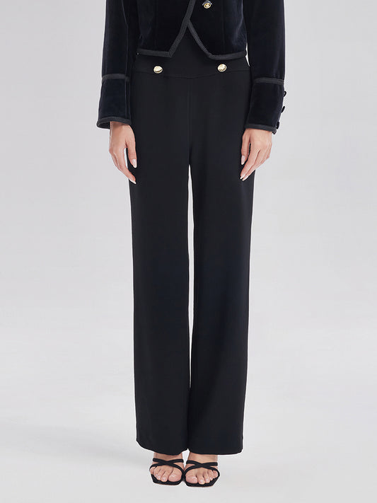 Retro Double-Breasted Straight Pants