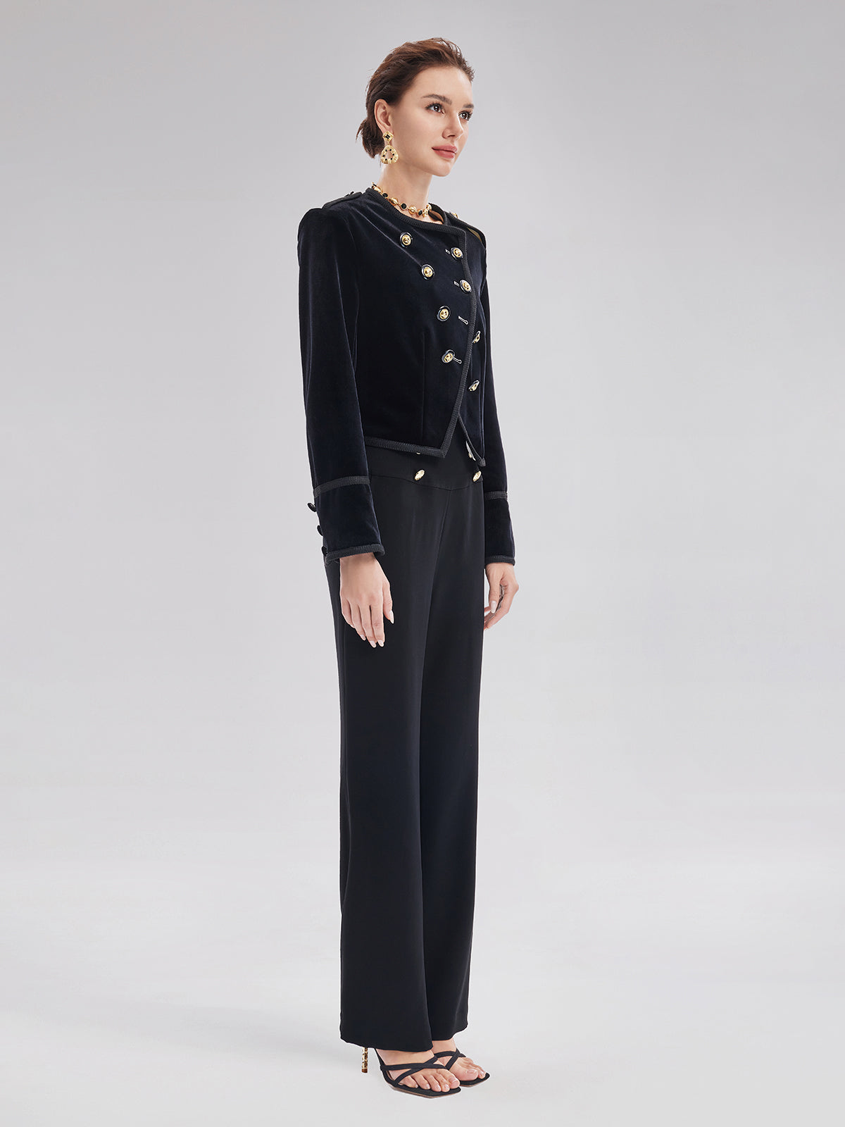 Retro Double-Breasted Straight Pants