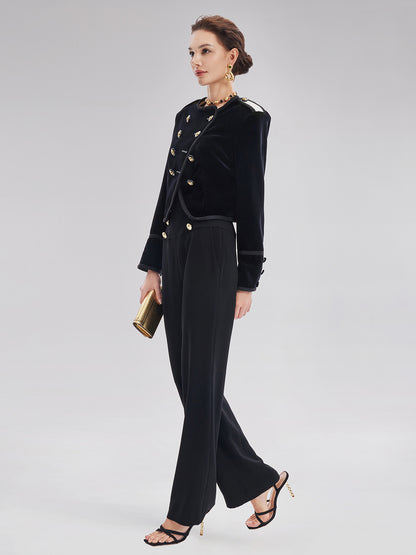 Retro Double-Breasted Straight Pants