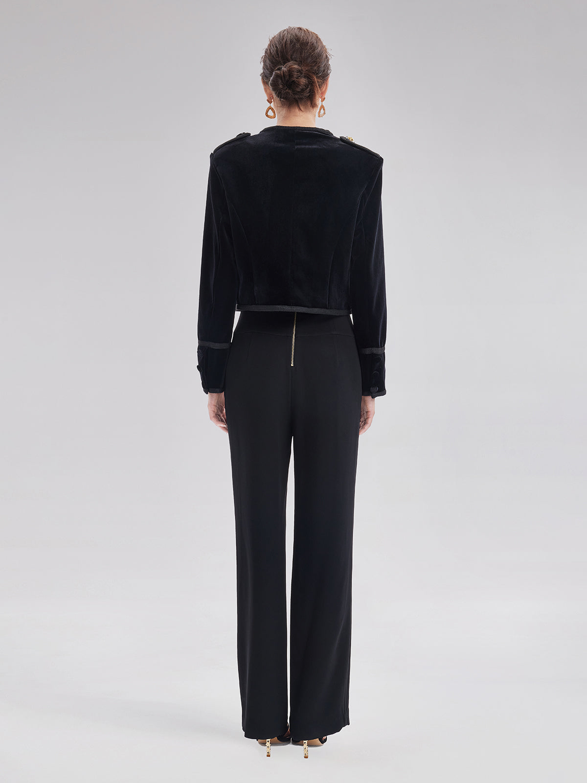 Retro Velvet Double-Breasted Asymmetrical Short Jacket