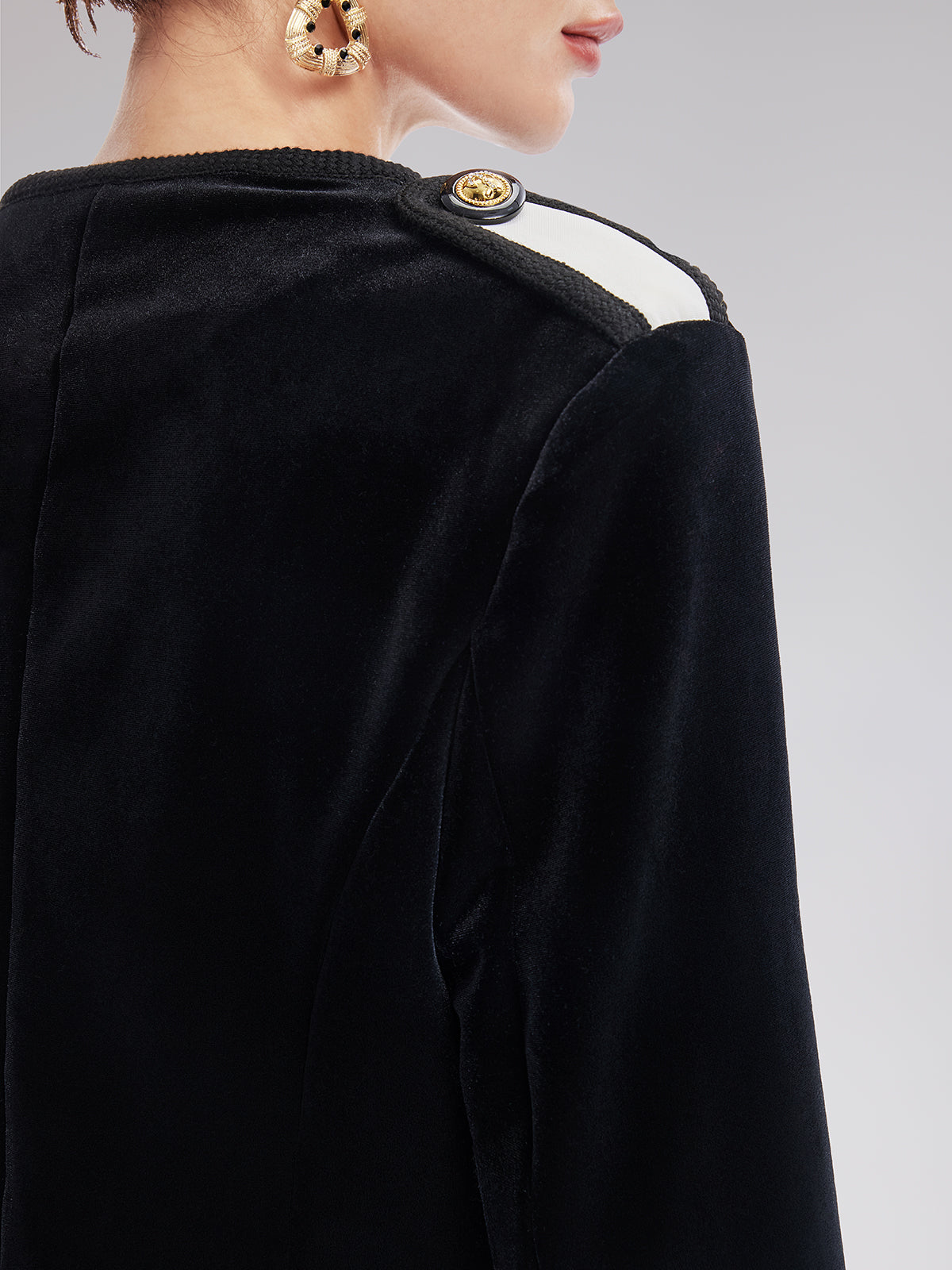 Retro Velvet Double-Breasted Asymmetrical Short Jacket