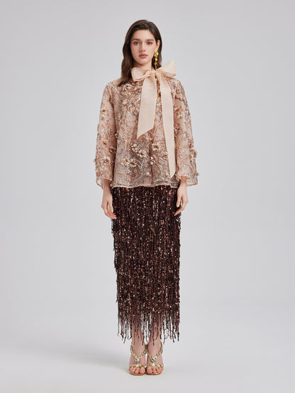 Luxury Embroidered Floral Organza Jacket