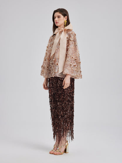 Luxury Embroidered Floral Organza Jacket