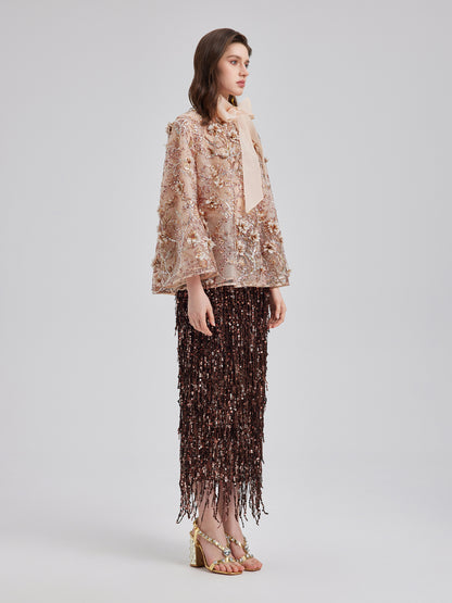 Luxury Embroidered Floral Organza Jacket