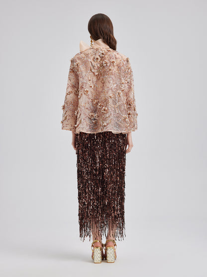 Luxury Embroidered Floral Organza Jacket