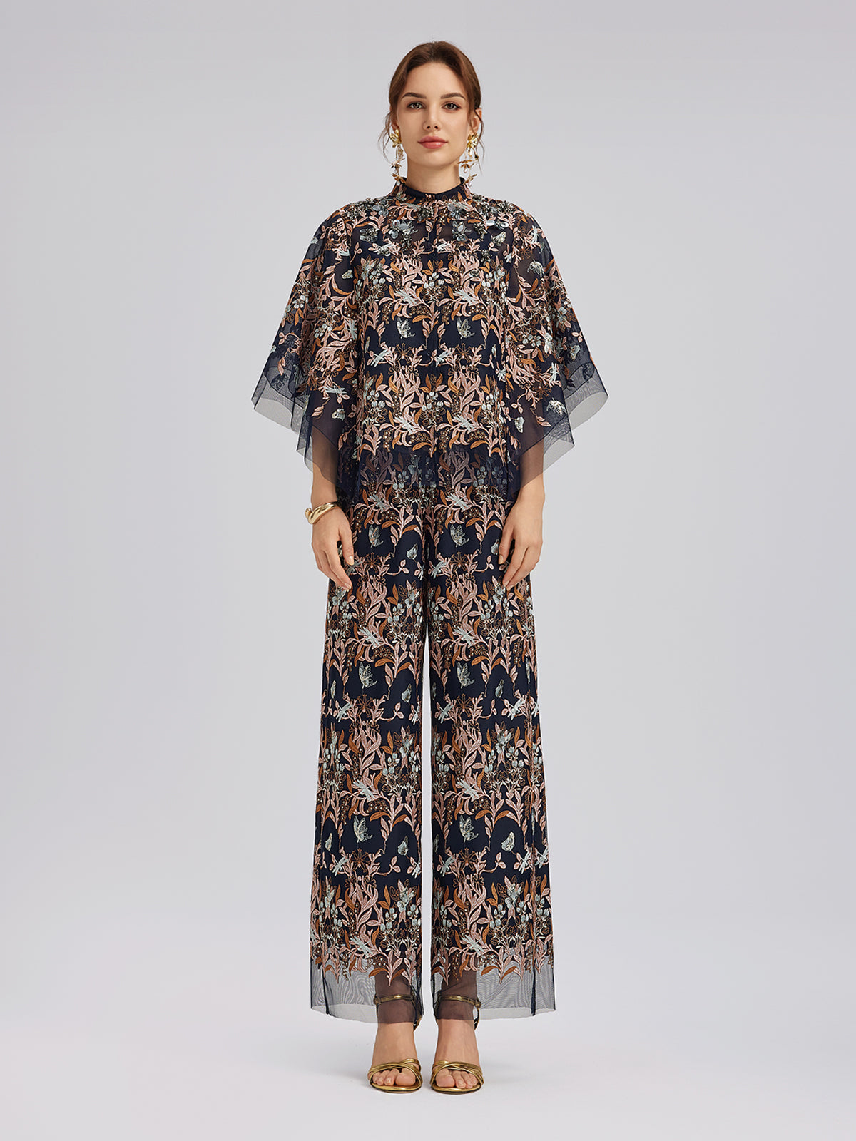 Multicolor Floral Embroidered Beaded Top