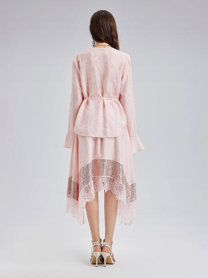 Statement Sequin Lace Panel Skirt