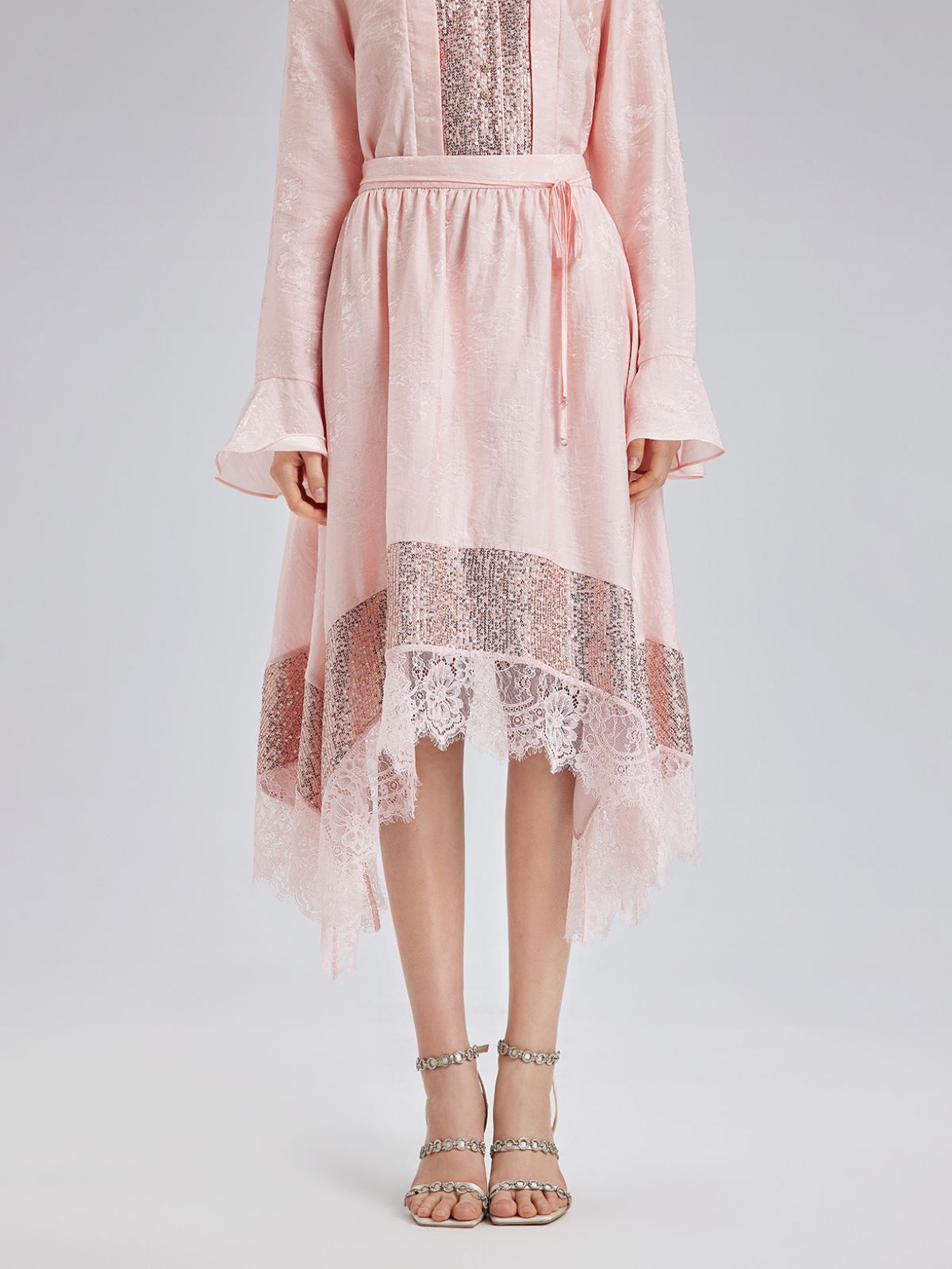 Statement Sequin Lace Panel Skirt