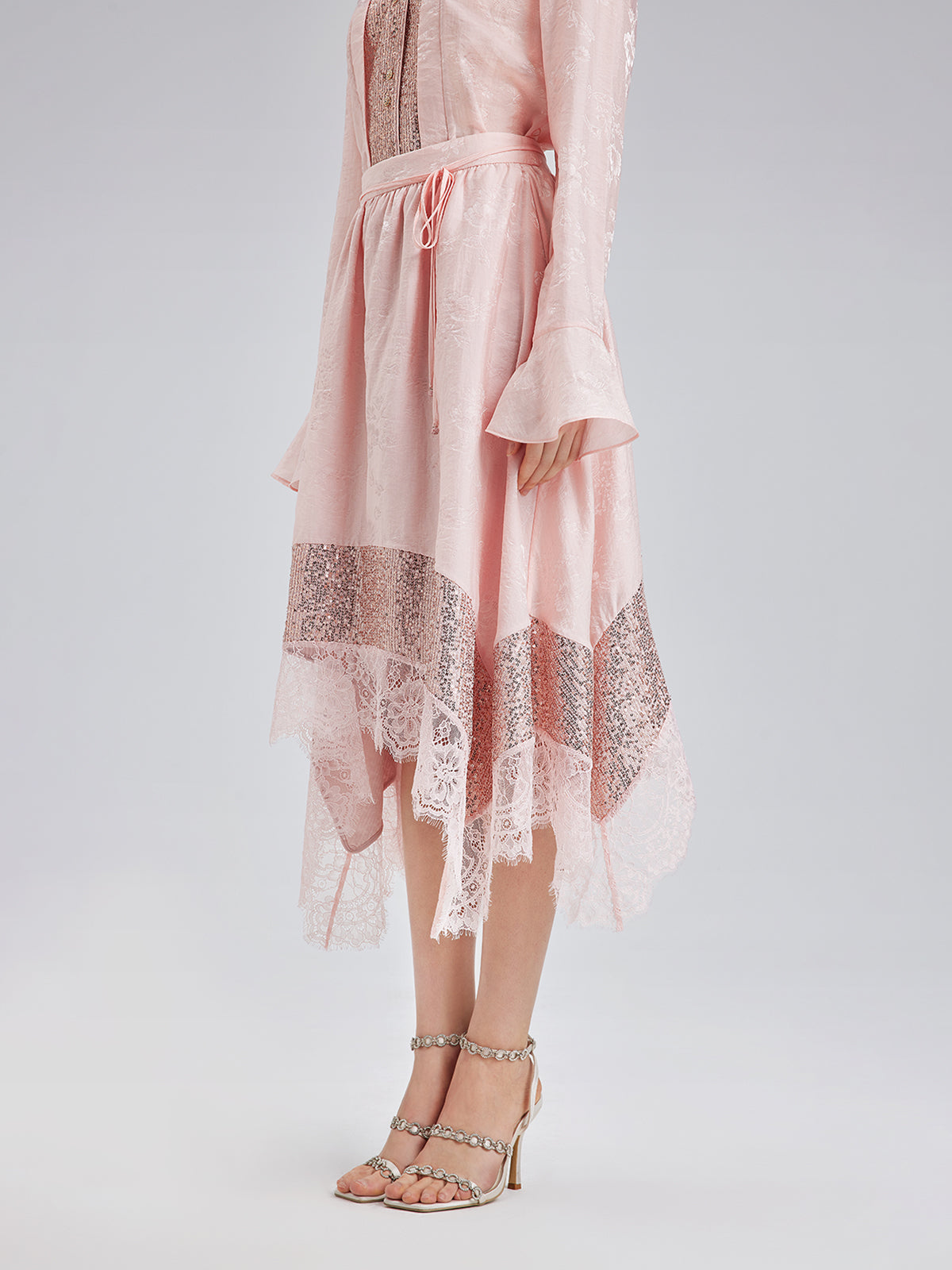Statement Sequin Lace Panel Skirt