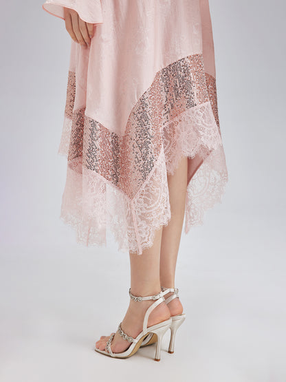 Statement Sequin Lace Panel Skirt
