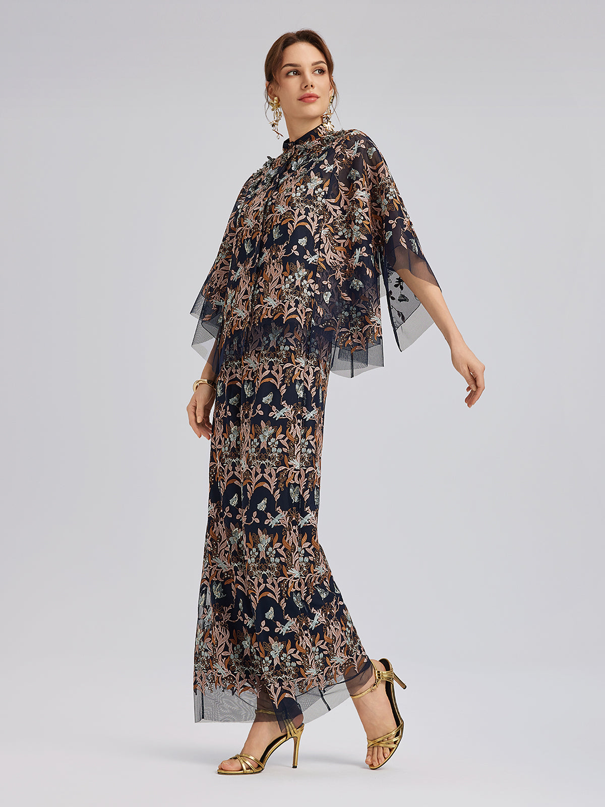 Multicolor Floral Embroidered Pants