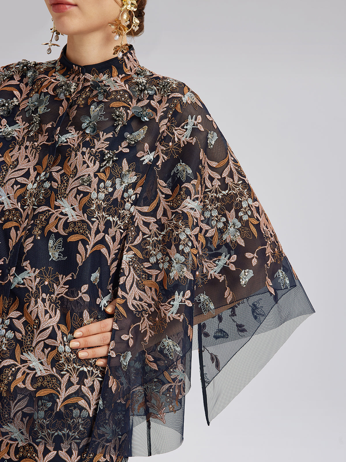 Multicolor Floral Embroidered Beaded Top
