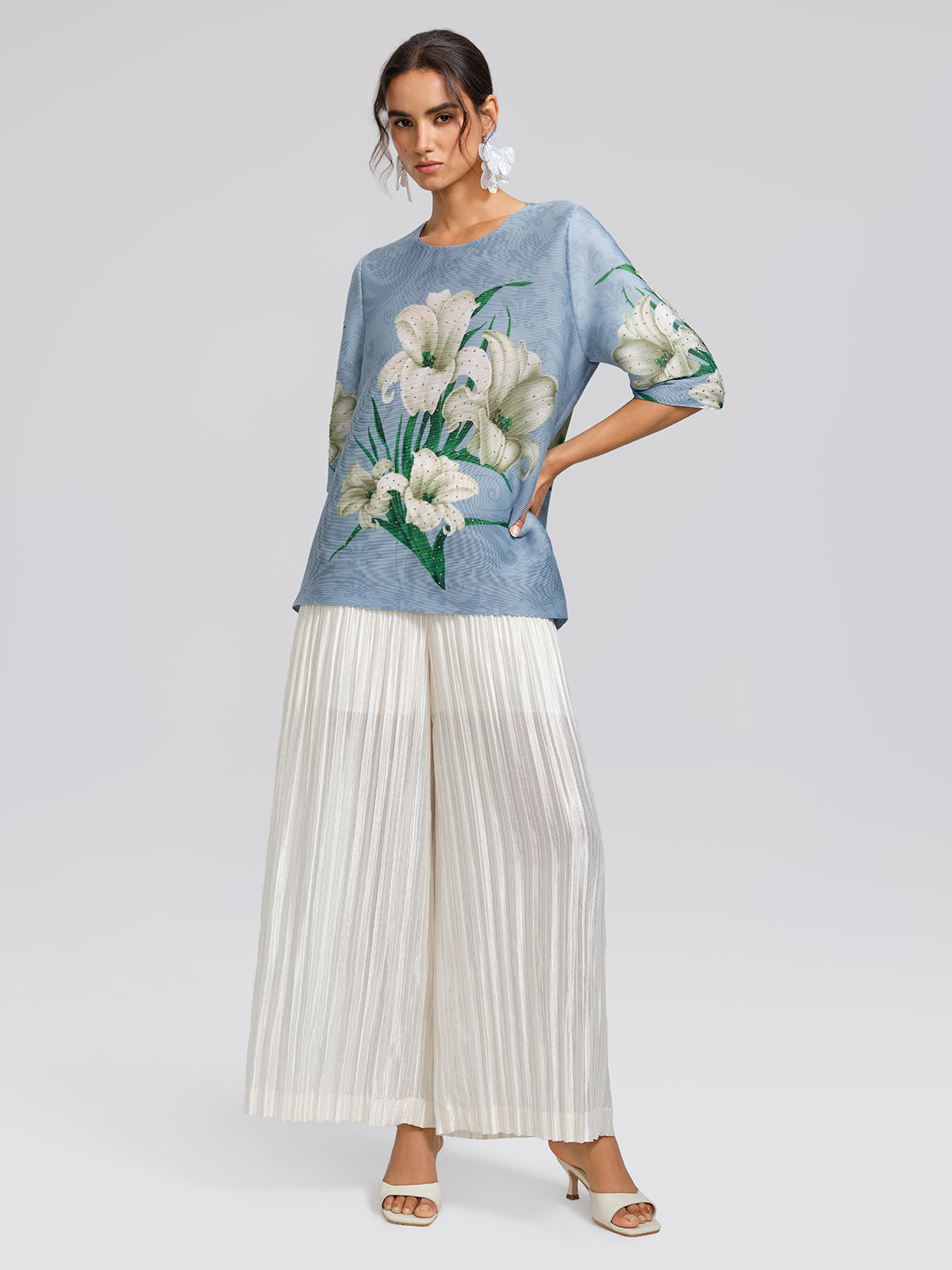 Art Pleated Elastic-Waist Wide-Leg Pants
