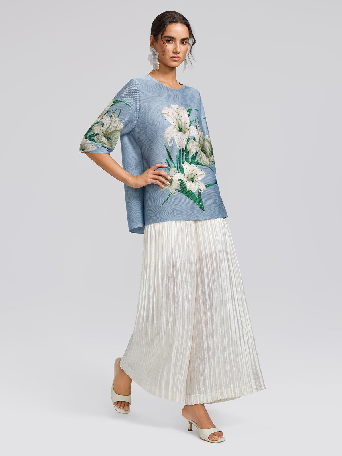 Art Pleated Elastic-Waist Wide-Leg Pants