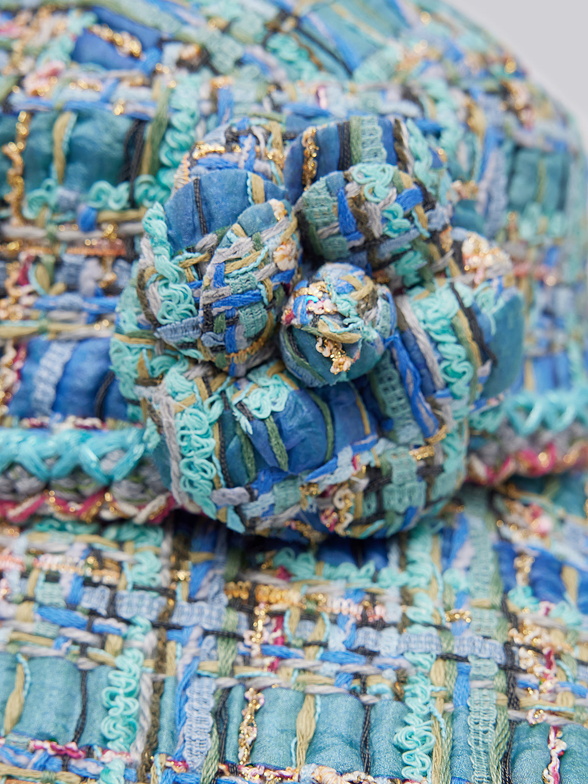 Multicolor Tweed Hand-Sewn Braid Trim Hat