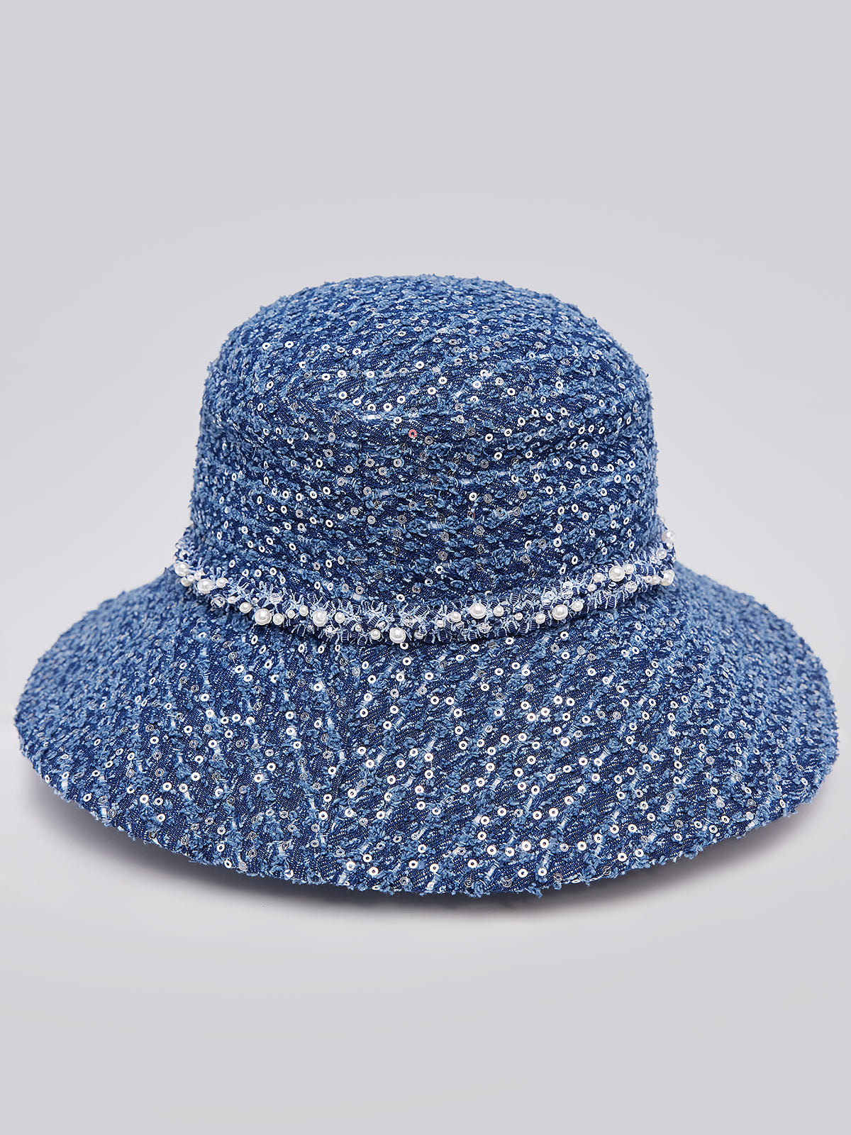 Hand-Beaded Sequin Tweed Beaded Hat