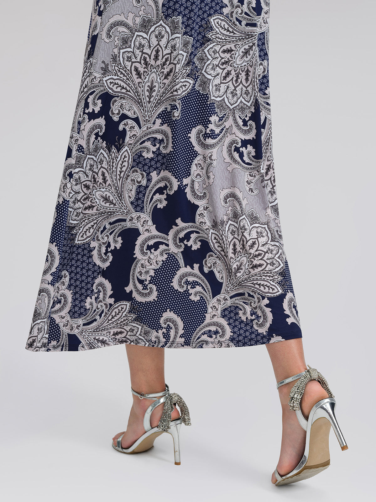 Paisley Print Twist Waist V-Neck Dress