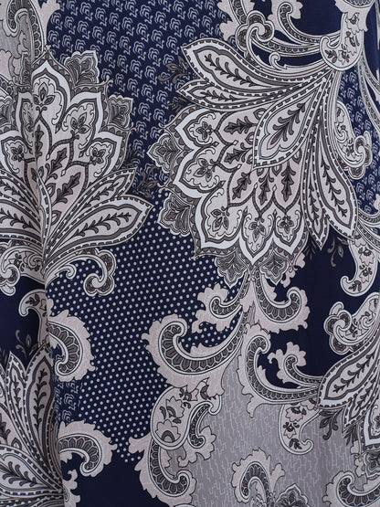 Paisley Print Twist Waist V-Neck Dress