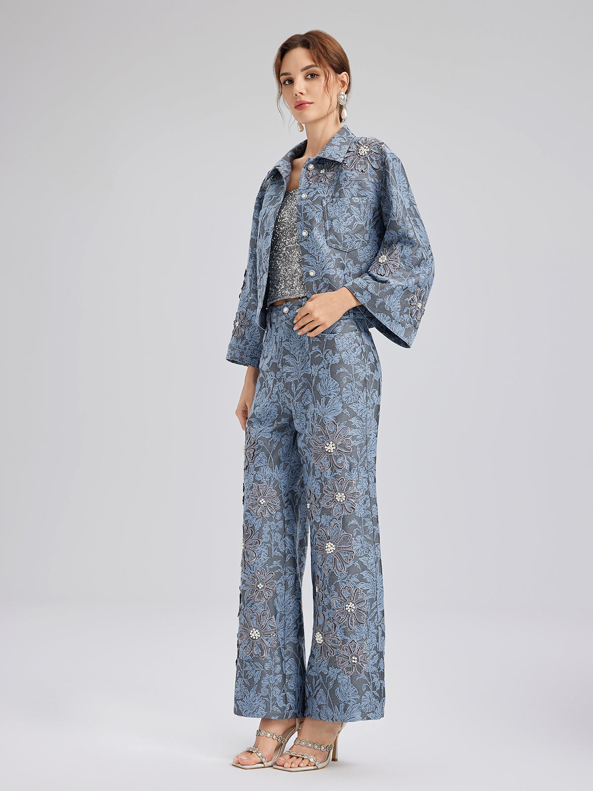 Jacquard Laser-Cut Crystal-Embellished Jacket
