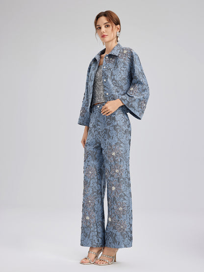 Jacquard Laser-Cut Crystal-Embellished Jacket