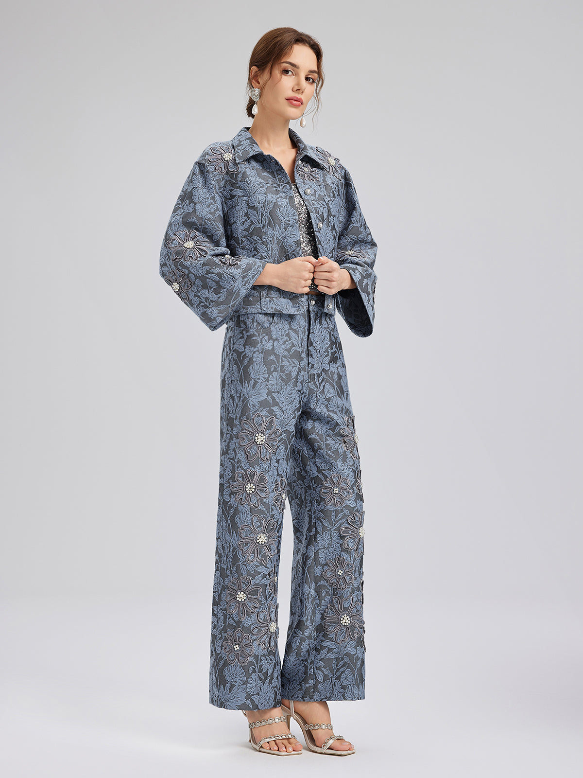 Jacquard Laser-Cut Crystal-Embellished Jacket