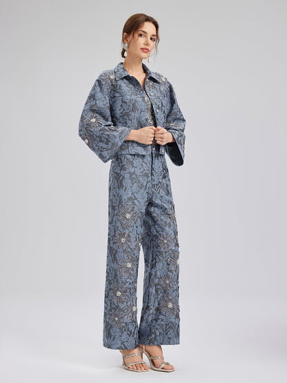 Jacquard Laser-Cut Crystal-Embellished Jacket