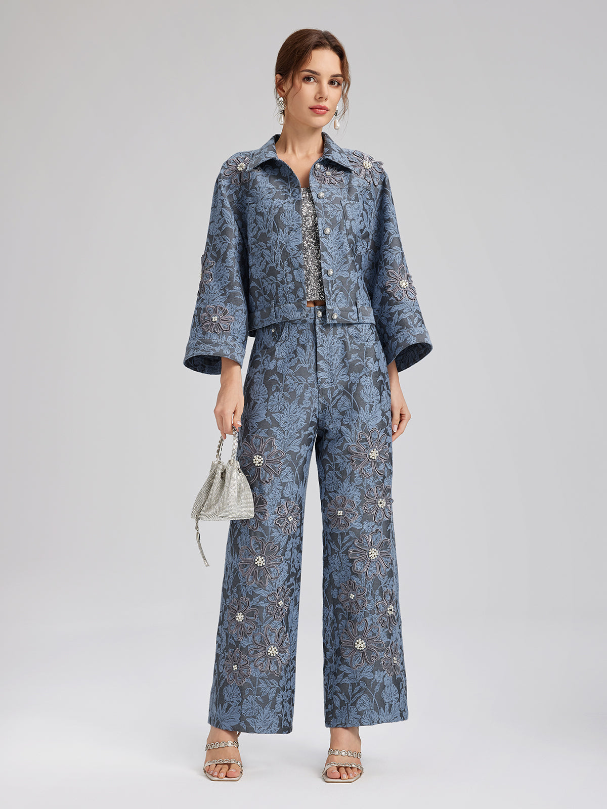 Jacquard Laser-Cut Crystal-Embellished Jacket