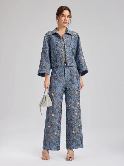 Jacquard Laser-Cut Crystal-Embellished Jacket