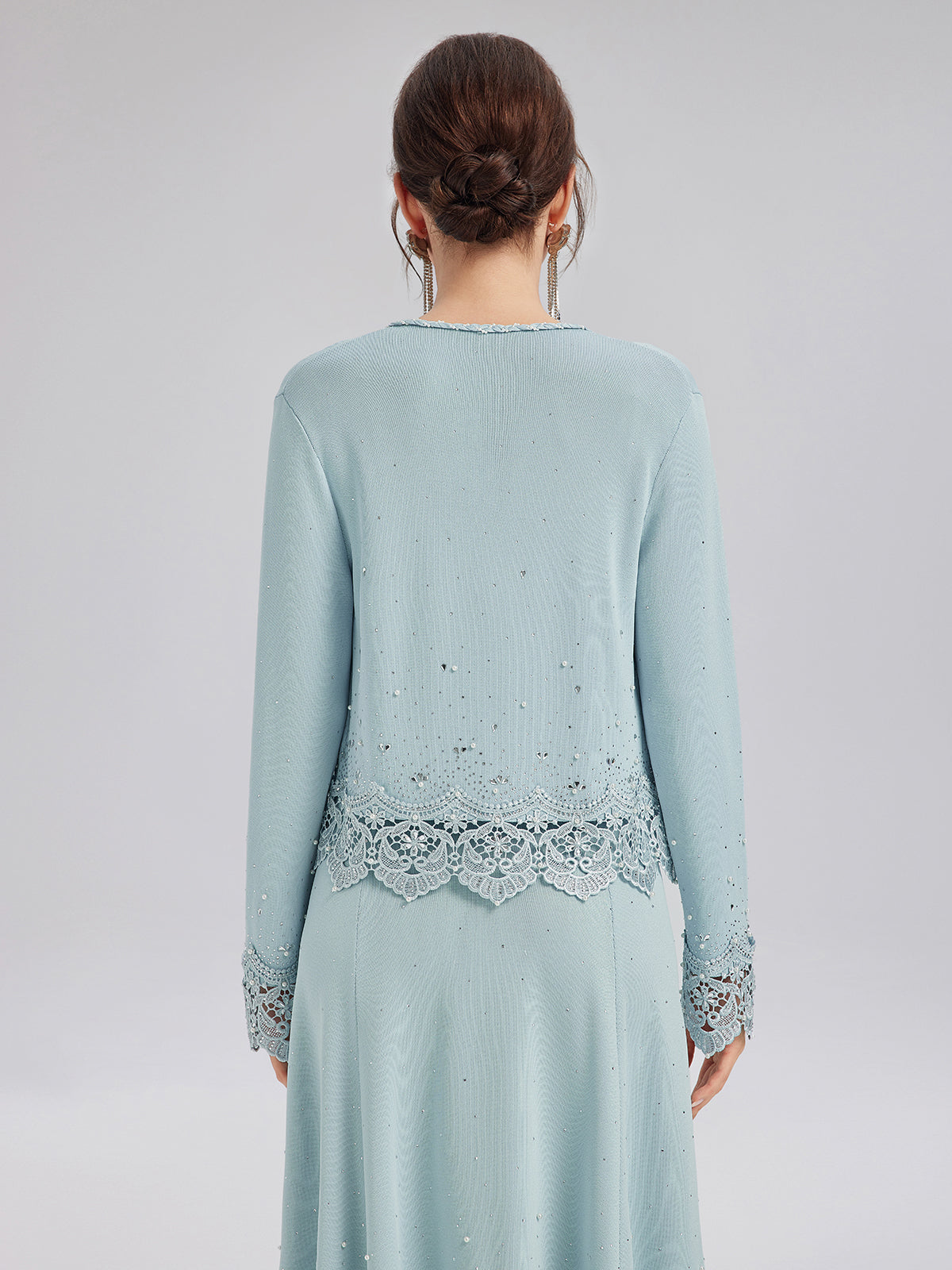 Rhinestone Lace Knit Cardigan