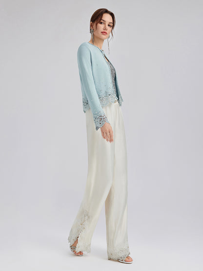 Rhinestone Lace Knit Cardigan