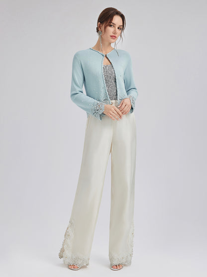 Rhinestone Lace Knit Cardigan
