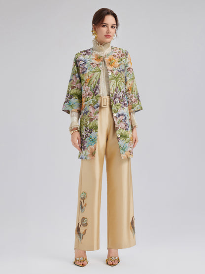 Hand-Beaded 3D Floral H-Line Jacket