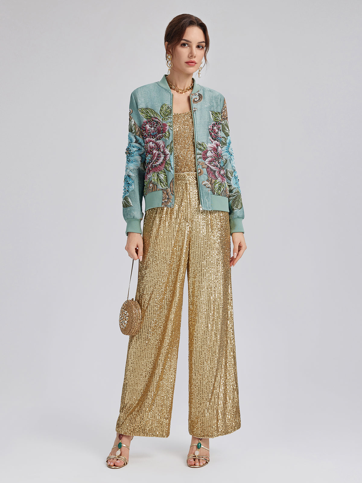 Light Luxury Sequin Wide-Leg Pants
