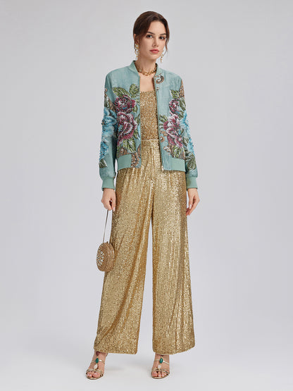 Light Luxury Sequin Wide-Leg Pants